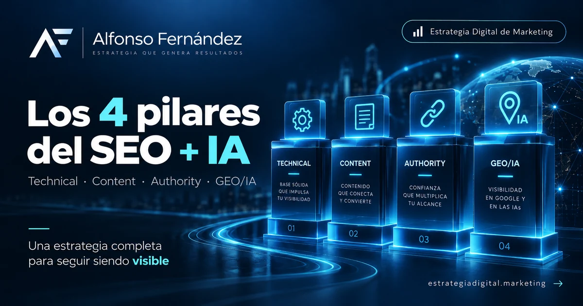 4 Pilares de tu estrategia SEO + IA en 2026 – Evolución de los algoritmos y cómo seguir visible cuando Google es IA